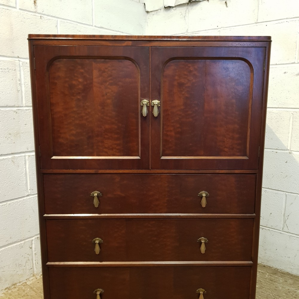 SUPERB ANTIQUE ART DECO MAHOGANY TALLBOY CHEST OF DRAWERS C1920 View IV