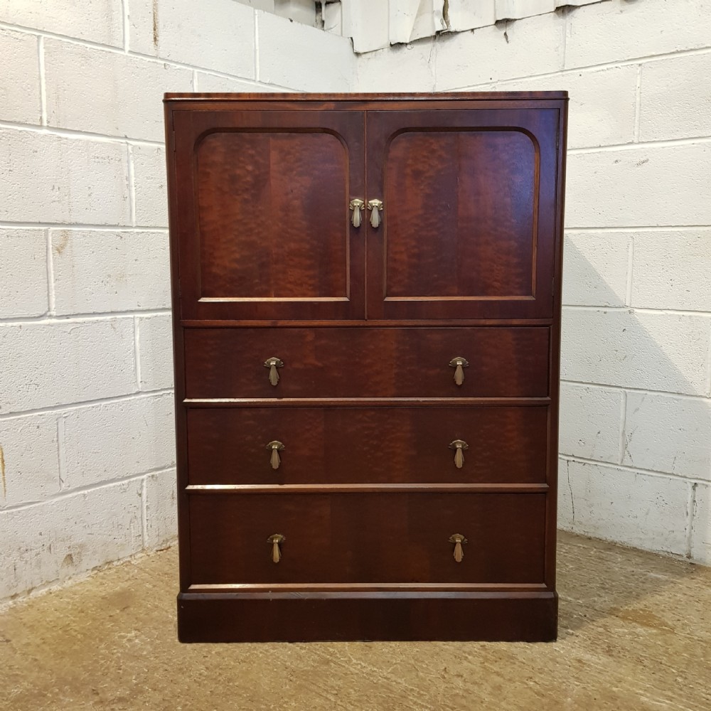 SUPERB ANTIQUE ART DECO MAHOGANY TALLBOY CHEST OF DRAWERS C1920 View VII