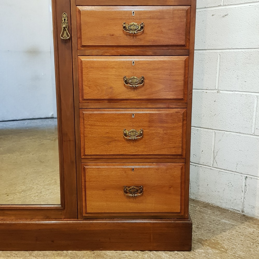 ANTIQUE EDWARDIAN WALNUT COMBINATION WARDROBE C1900 View IV