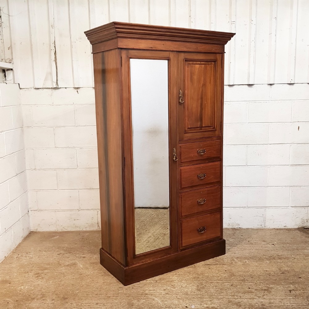 ANTIQUE EDWARDIAN WALNUT COMBINATION WARDROBE C1900 View V