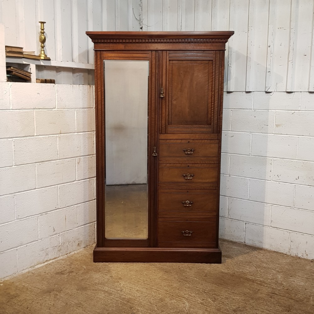 ANTIQUE EDWARDIAN WALNUT COMBINATION WARDROBE C1900 View III