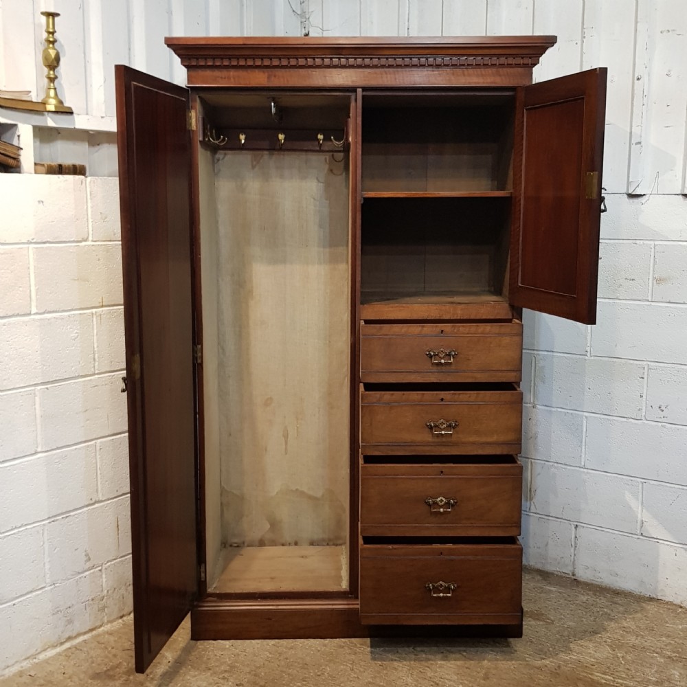 ANTIQUE EDWARDIAN WALNUT COMBINATION WARDROBE C1900 View IV