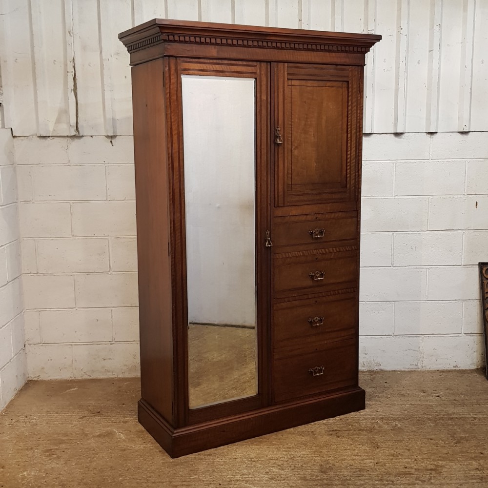 ANTIQUE EDWARDIAN WALNUT COMBINATION WARDROBE C1900 View V