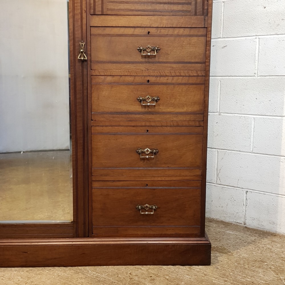 ANTIQUE EDWARDIAN WALNUT COMBINATION WARDROBE C1900 View VII