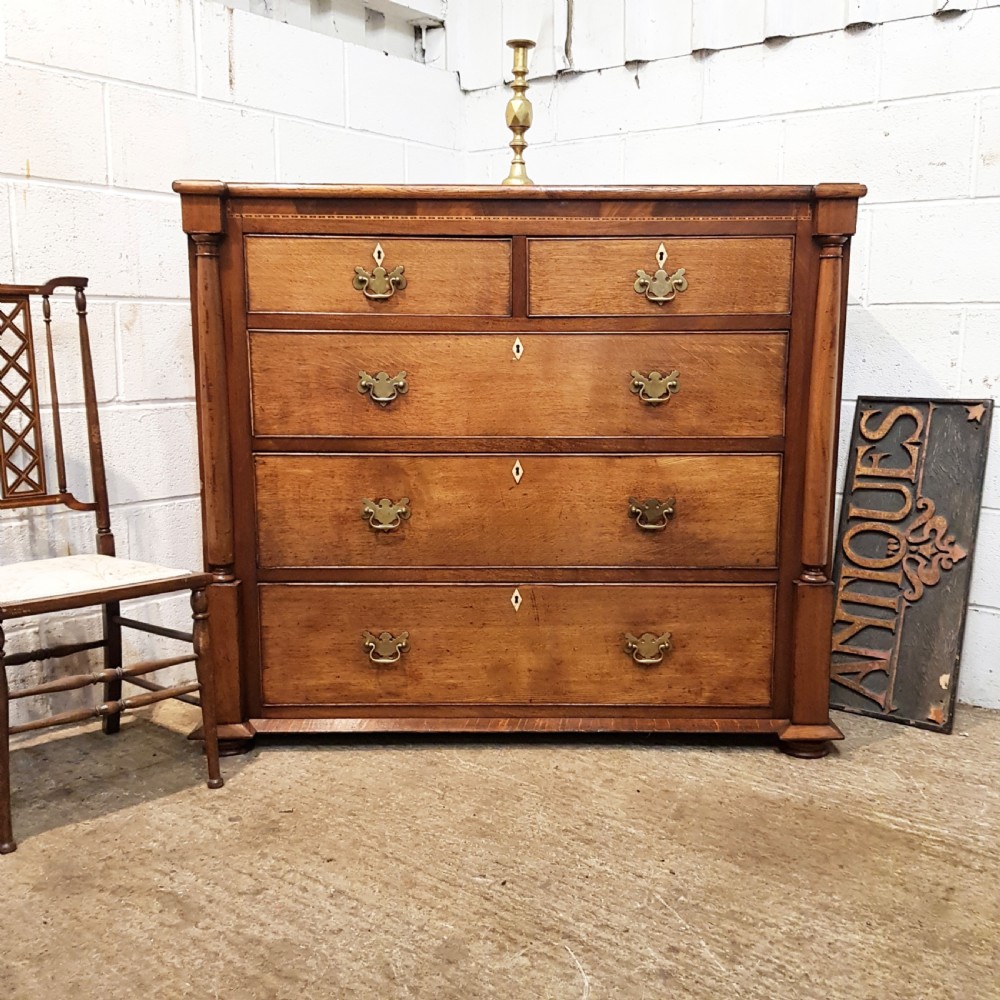 ANTIQUE LATE 18TH CENTURY OAK & MAHOGANY CHEST OF DRAWERS C1780