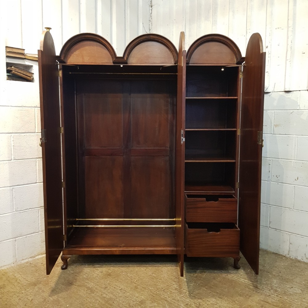 ANTIQUE BURR WALNUT TRIPLE DOME TOP WARDROBE C1920 View III