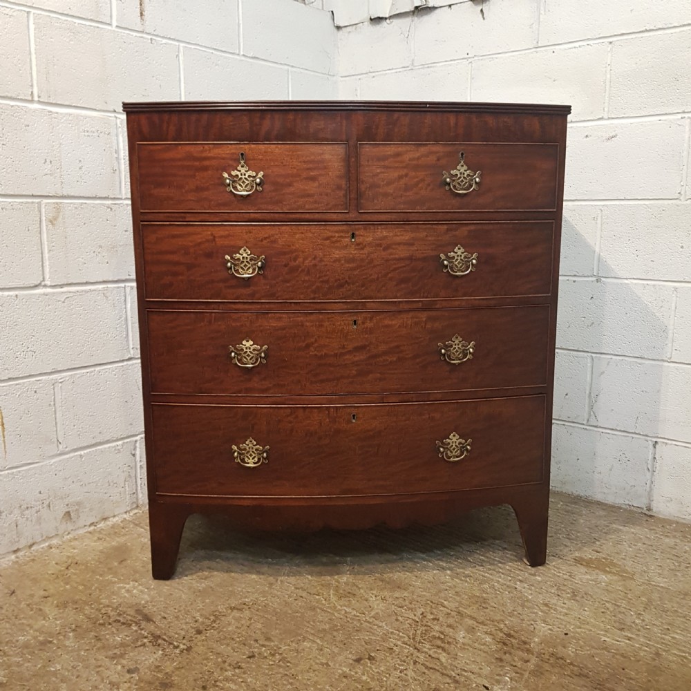 ANTIQUE REGENCY MAHOGANY BOW FRONT CHEST OF DRAWERS C1880 View III