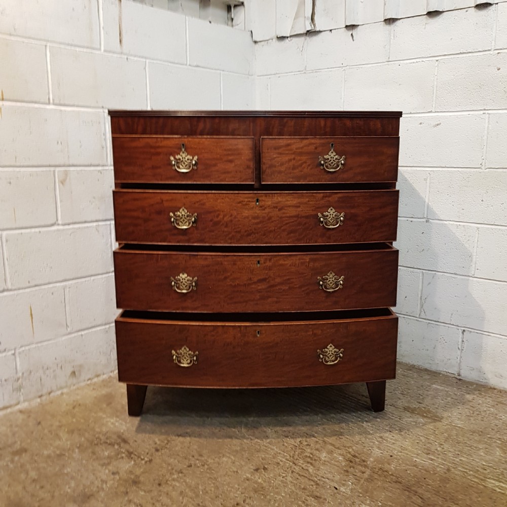 ANTIQUE REGENCY MAHOGANY BOW FRONT CHEST OF DRAWERS C1880 View IV