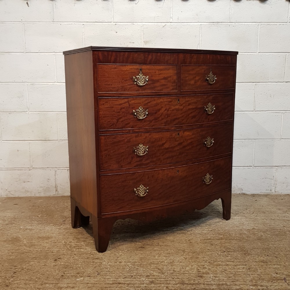 ANTIQUE REGENCY MAHOGANY BOW FRONT CHEST OF DRAWERS C1880 View VI