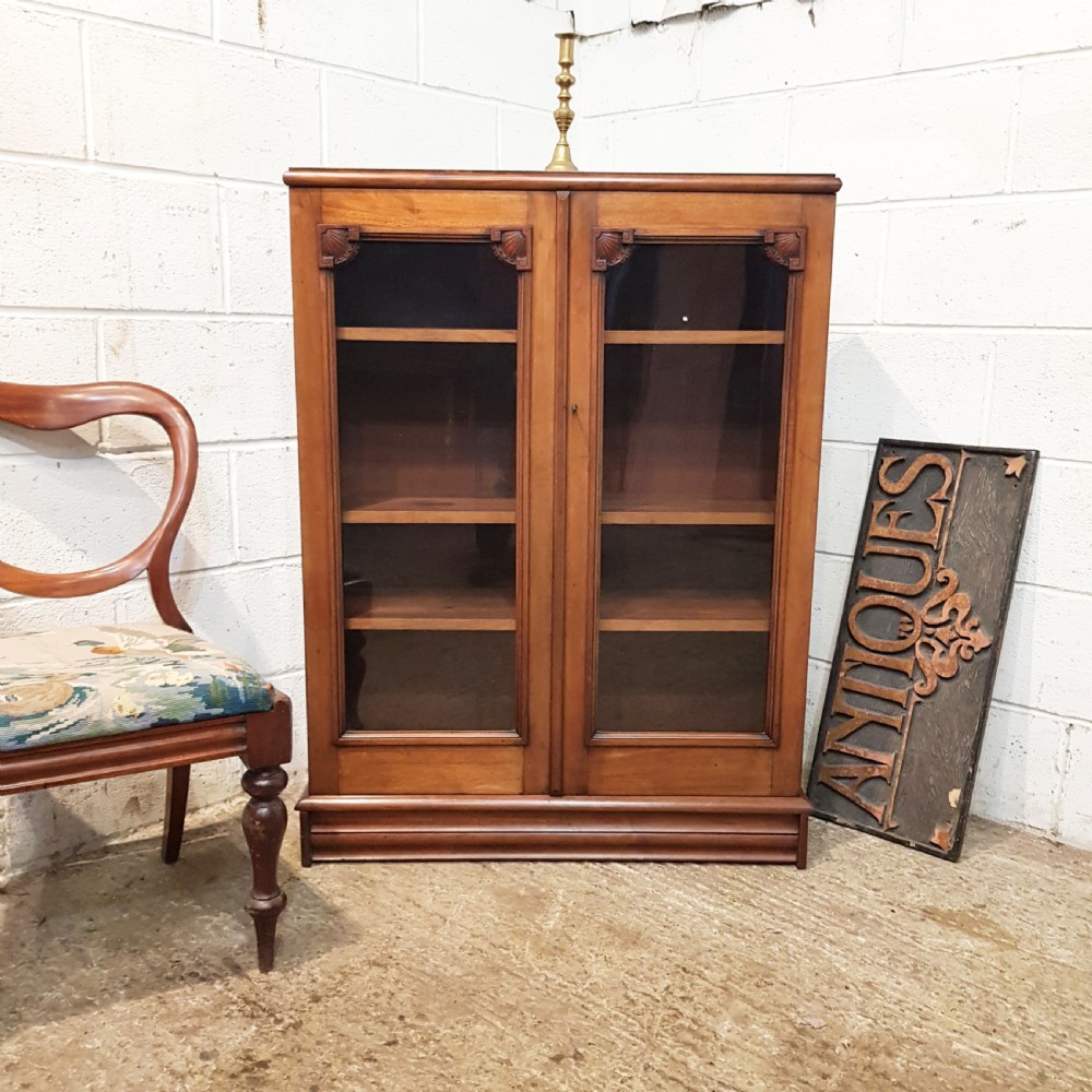 ANTIQUE VICTORIAN MAHOGANY GLAZED BOOKCASE C1880