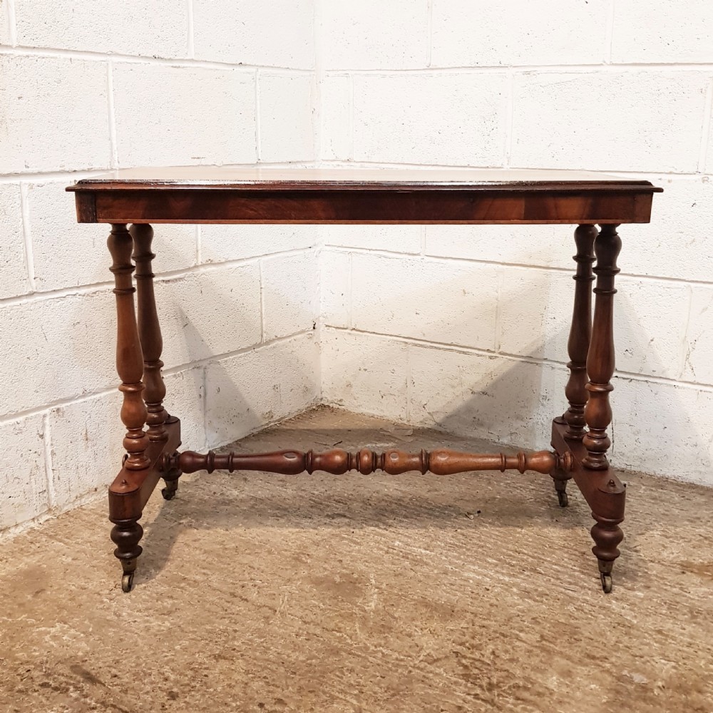 ANTIQUE VICTORIAN WALNUT AND SATINWOOD SIDE TABLE C1890 View VII