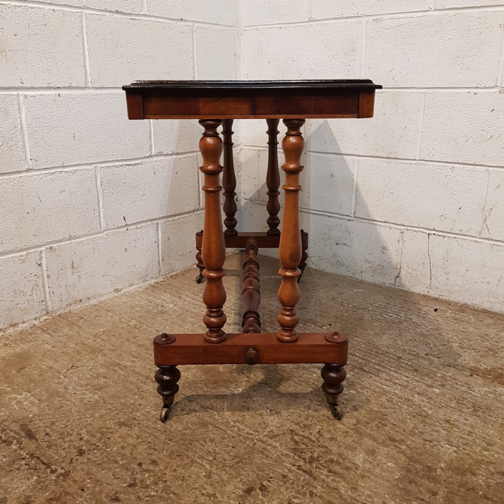 ANTIQUE VICTORIAN WALNUT AND SATINWOOD SIDE TABLE C1890 View VIII