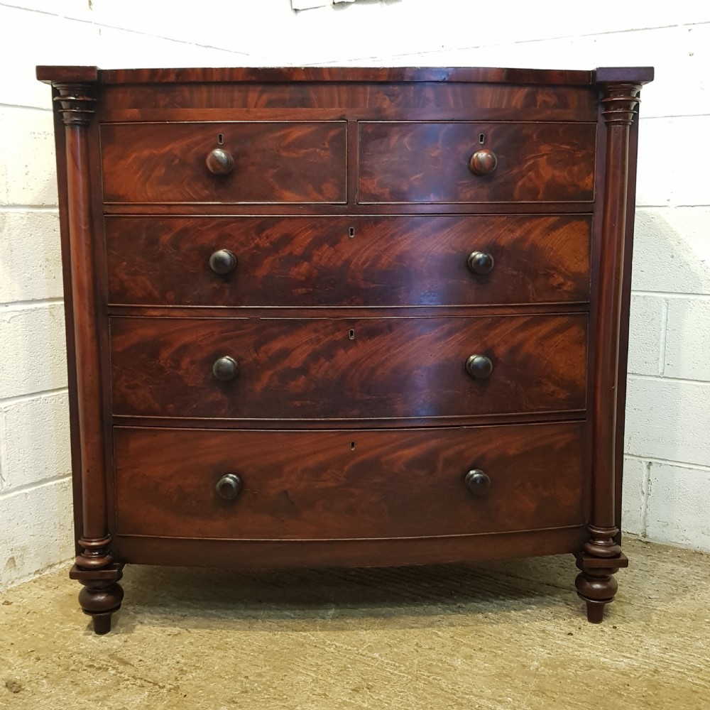 ANTIQUE VICTORIAN MAHOGANY BOW FRONT CHEST OF DRAWERS C1860 View IV