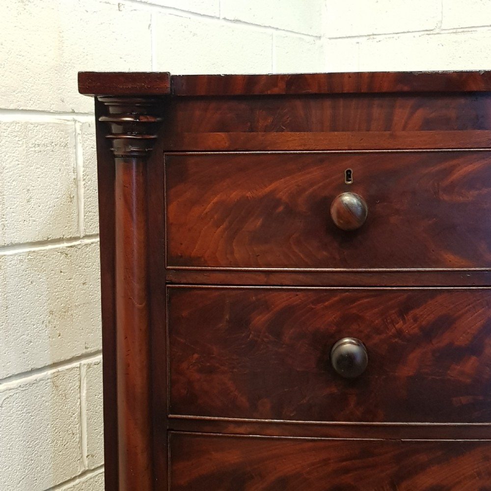 ANTIQUE VICTORIAN MAHOGANY BOW FRONT CHEST OF DRAWERS C1860 View V