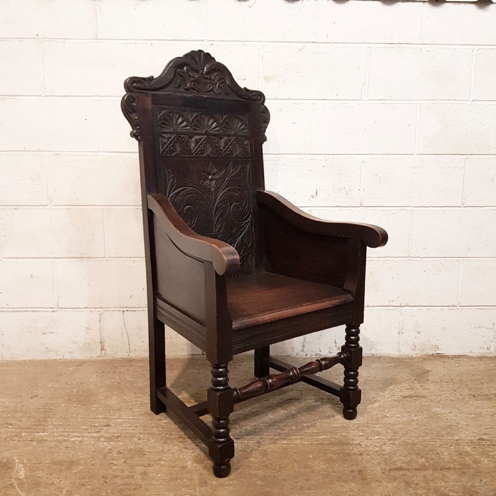 ANTIQUE 19TH CENTURY OAK WAINSCOT CHAIR C1850