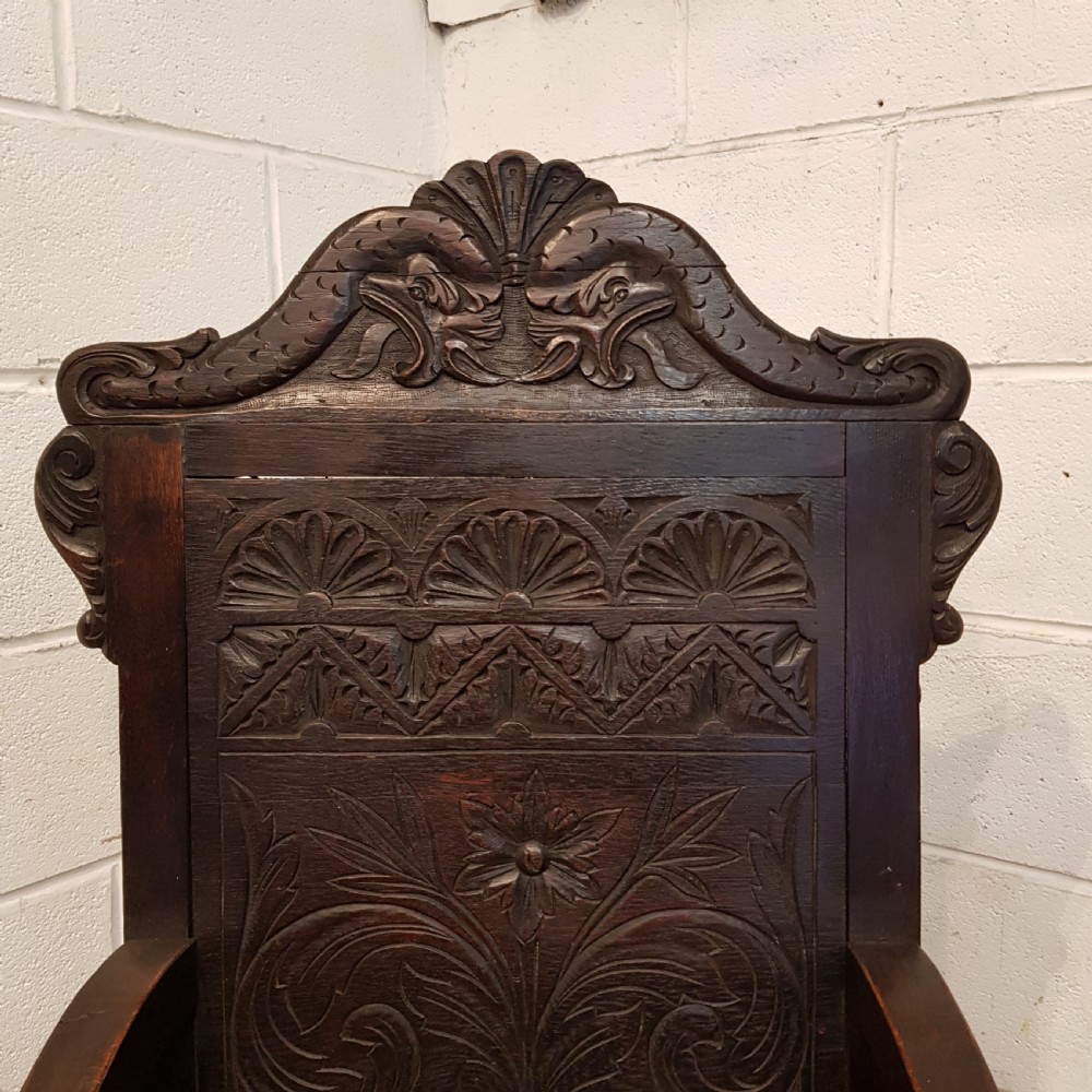 ANTIQUE 19TH CENTURY OAK WAINSCOT CHAIR C1850 View III