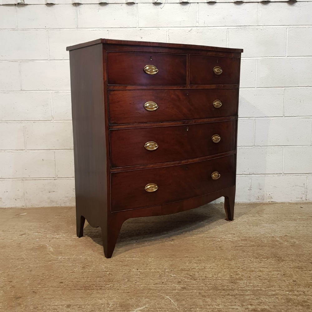 ANTIQUE REGENCY MAHOGANY BOW FRONT CHEST OF DRAWERS C1820 View IV