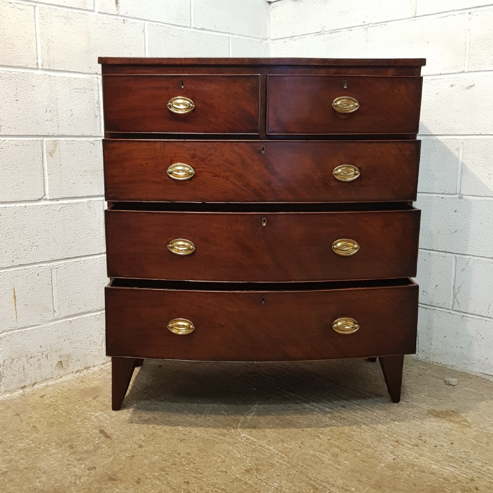 ANTIQUE REGENCY MAHOGANY BOW FRONT CHEST OF DRAWERS C1820 View VI