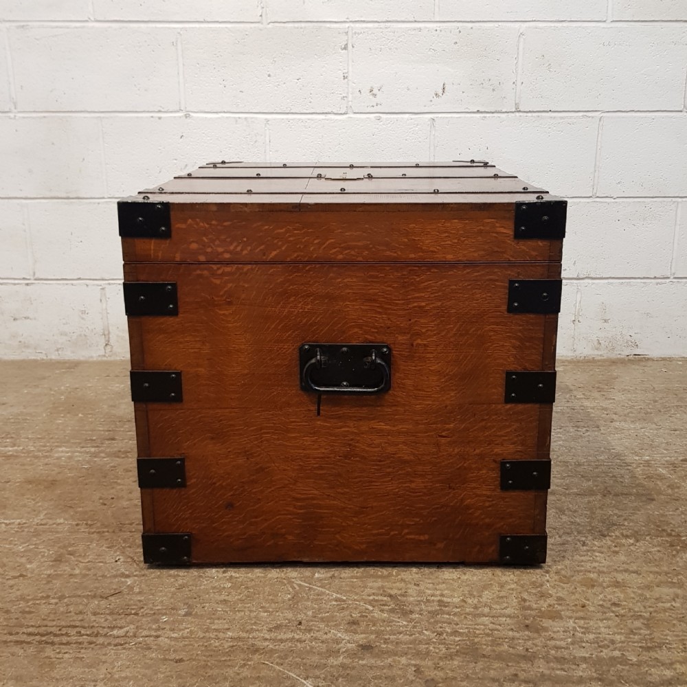 ANTIQUE LARGE LATE VICTORIAN OAK SILVER CHEST C1890 View VI
