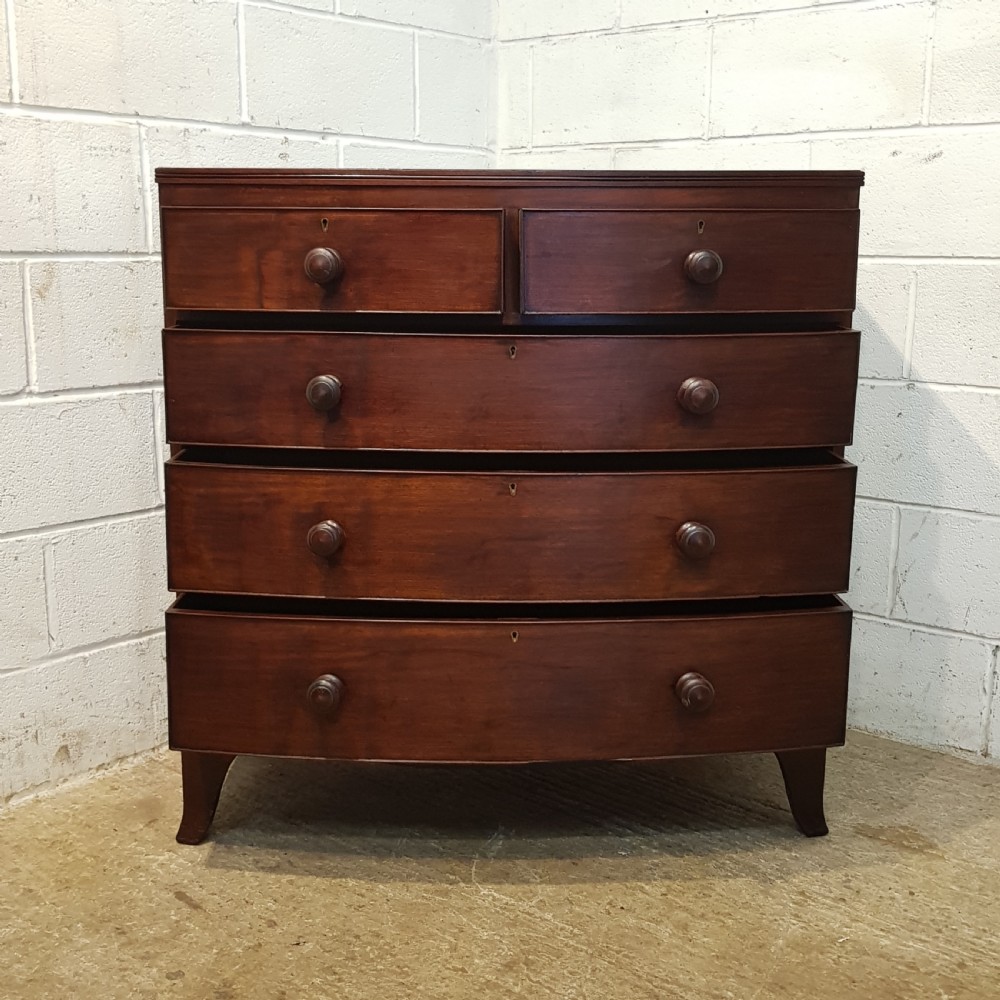 ANTIQUE VICTORIAN MAHOGANY BOW FRONT CHEST OF DRAWERS C1860 View IV