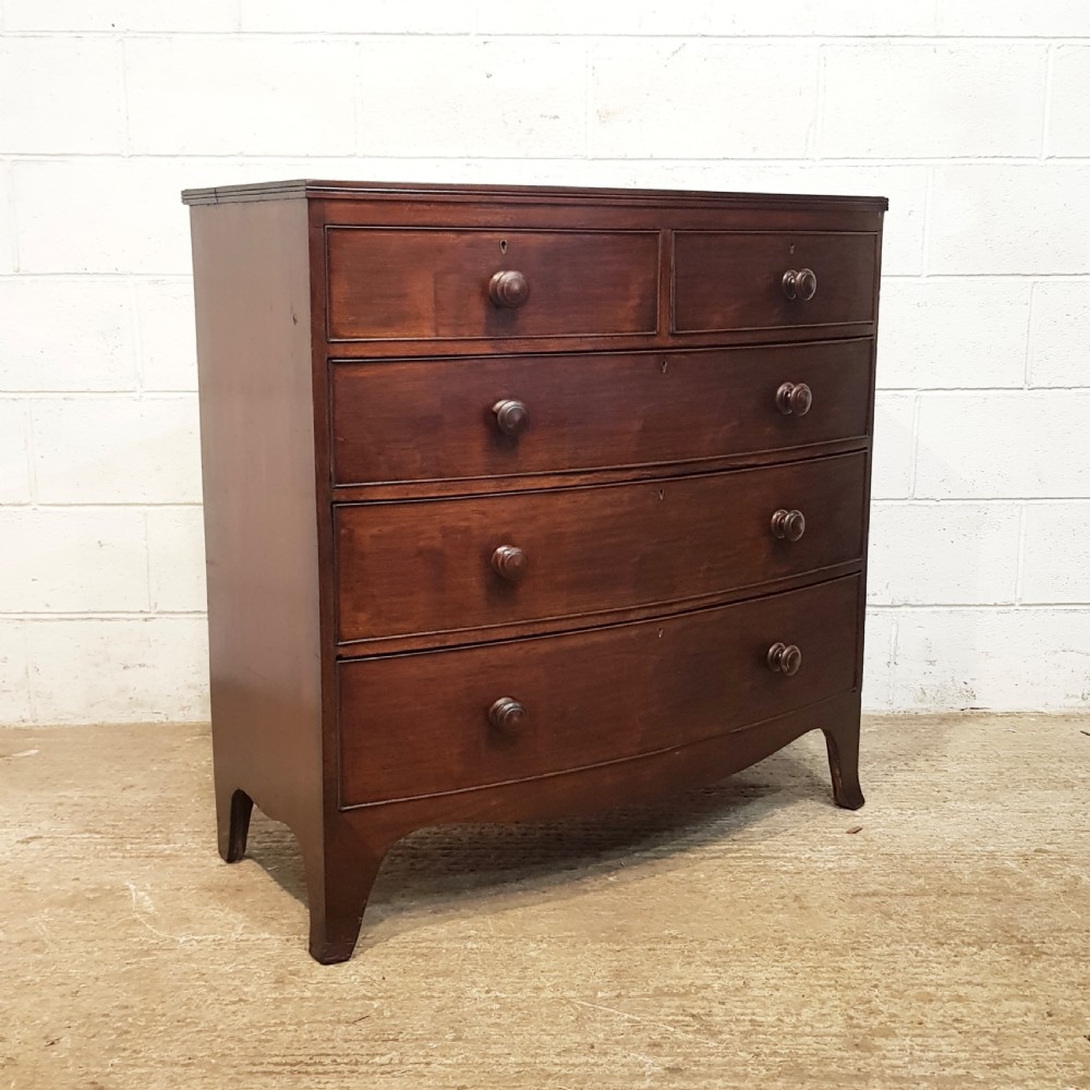 ANTIQUE VICTORIAN MAHOGANY BOW FRONT CHEST OF DRAWERS C1860 View V