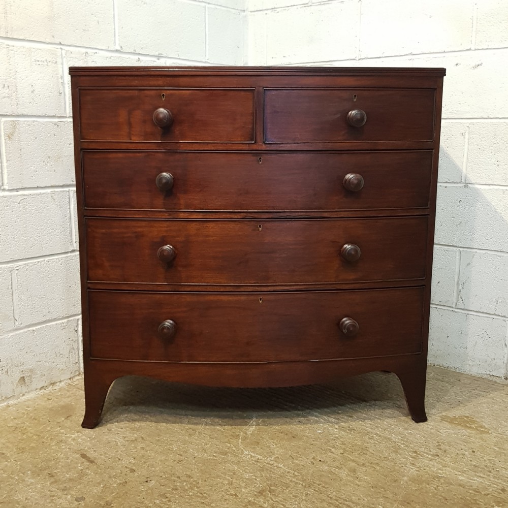 ANTIQUE VICTORIAN MAHOGANY BOW FRONT CHEST OF DRAWERS C1860 View VI