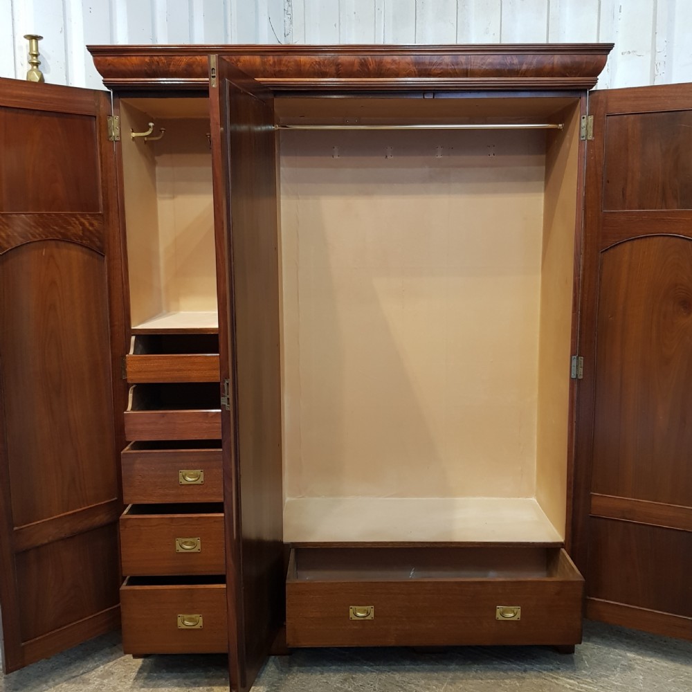 ANTIQUE LATE VICTORIAN BURR WALNUT TRIPLE WARDROBE C 1890 View III
