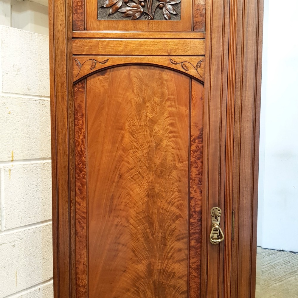 ANTIQUE LATE VICTORIAN BURR WALNUT TRIPLE WARDROBE C 1890 View IV