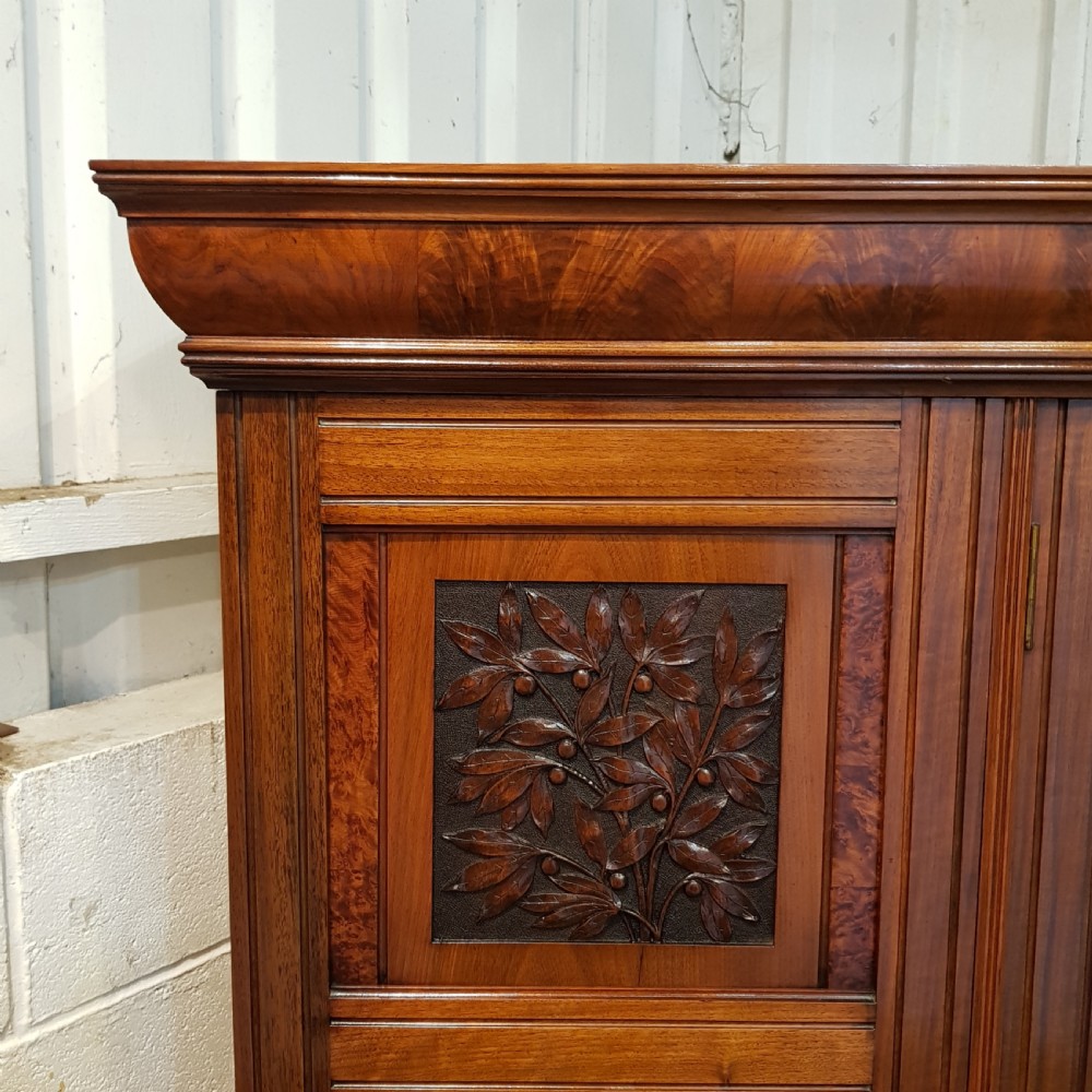 ANTIQUE LATE VICTORIAN BURR WALNUT TRIPLE WARDROBE C 1890 View V