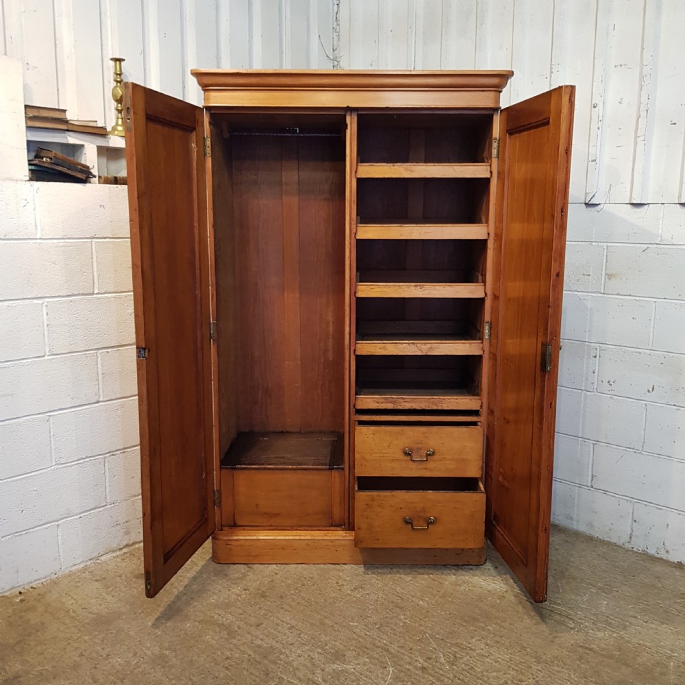 ANTIQUE VICTORIAN FITTED PINE DOUBLE WARDROBE C1880 View V