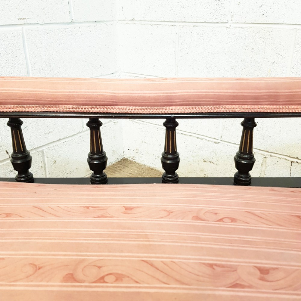 ANTIQUE LATE VICTORIAN EBONISED & GILT FRAMED CHAISE LONGUE C1890 View VI