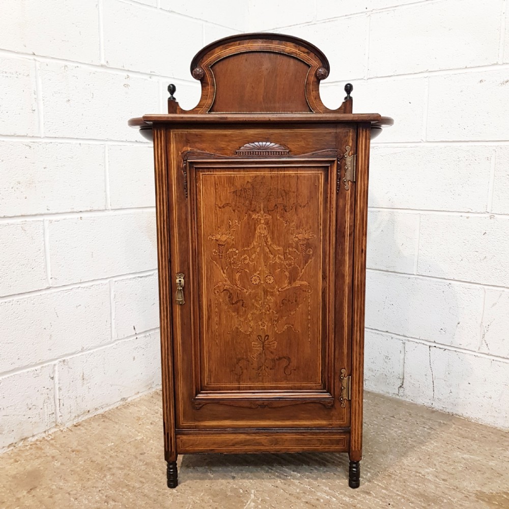 ANTIQUE WALNUT & MAHOGANY INLAID MUSIC CABINET C1880 View V