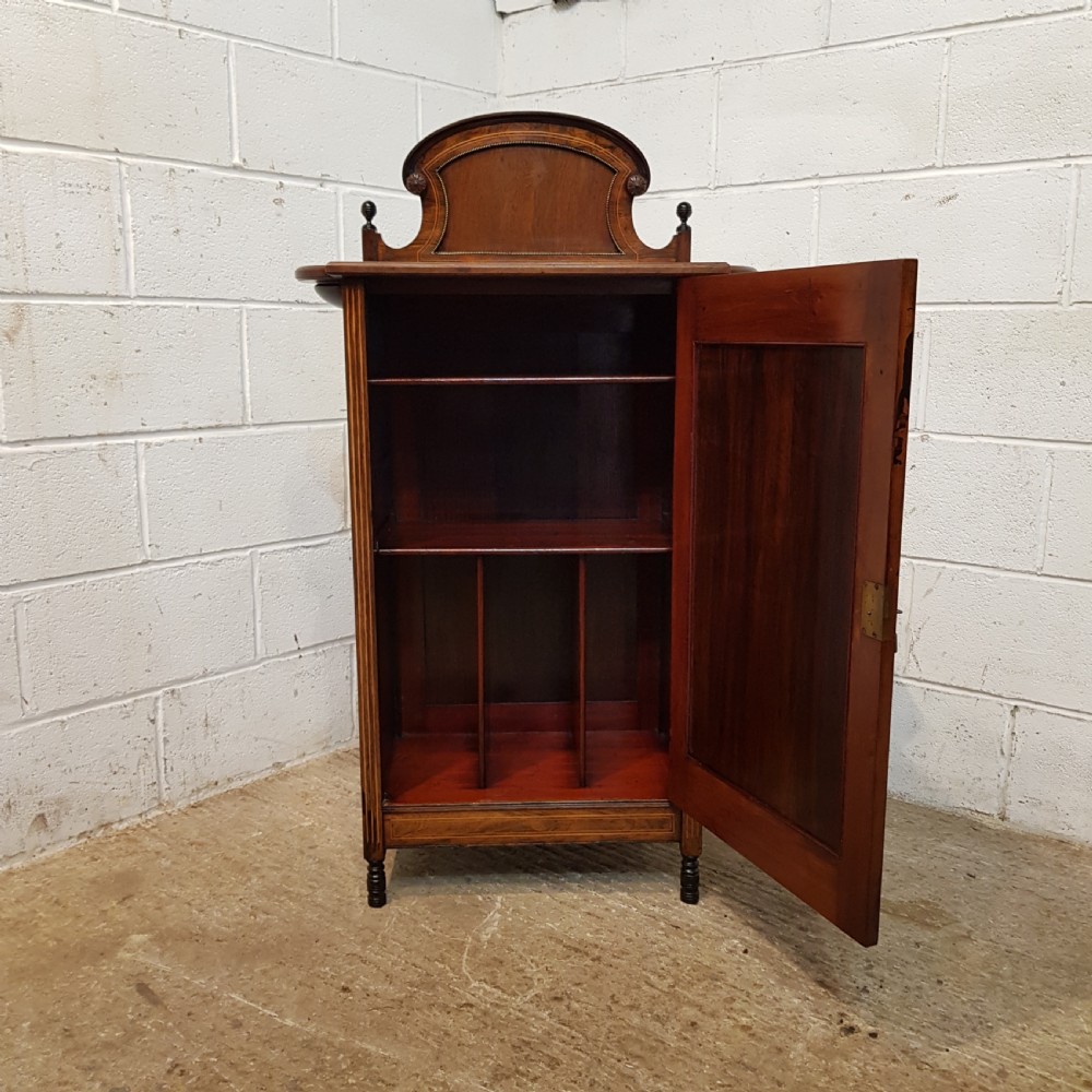 ANTIQUE WALNUT & MAHOGANY INLAID MUSIC CABINET C1880 View VII