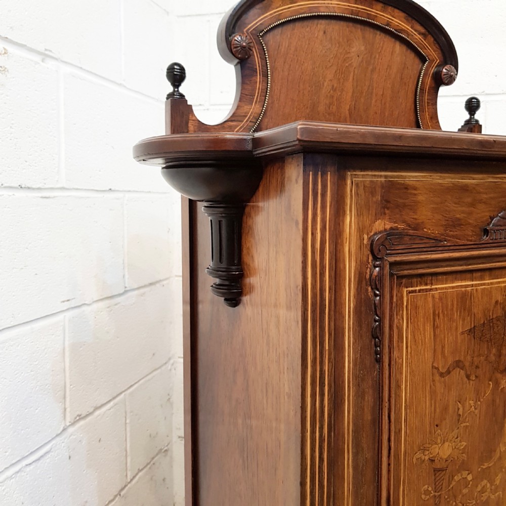 ANTIQUE WALNUT & MAHOGANY INLAID MUSIC CABINET C1880 View VIII