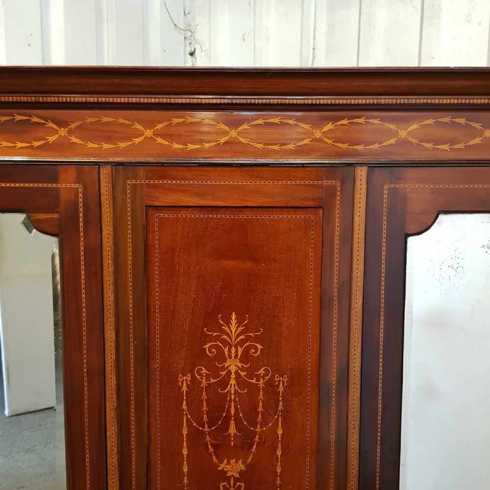 ANTIQUE EDWARDIAN INLAID MAHOGANY DOUBLE WARDROBE C1900 View VII