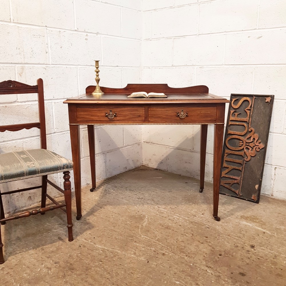 ANTIQUE EDWARDIAN ROSEWOOD LEATHER TOPPED WRITING  DESK C1900