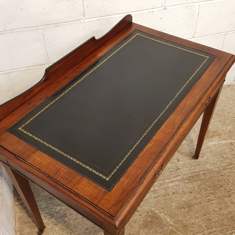 ANTIQUE EDWARDIAN ROSEWOOD LEATHER TOPPED WRITING  DESK C1900 View II