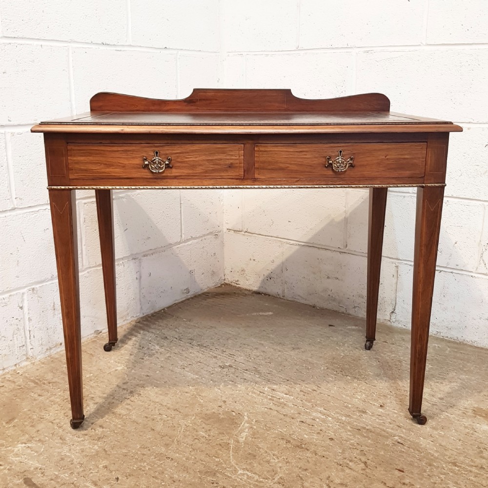 ANTIQUE EDWARDIAN ROSEWOOD LEATHER TOPPED WRITING  DESK C1900 View VI