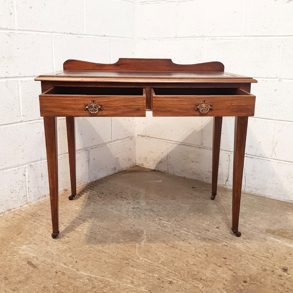 ANTIQUE EDWARDIAN ROSEWOOD LEATHER TOPPED WRITING  DESK C1900 View VII