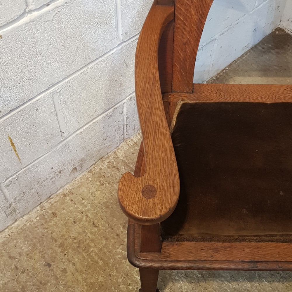 ANTIQUE ARTS & CRAFTS OAK HALL WINDOW SEAT C1890 View IV