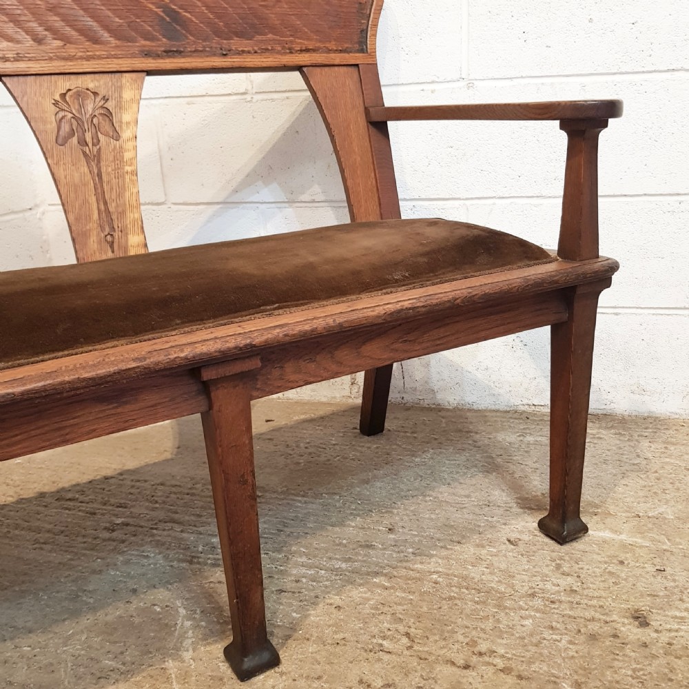 ANTIQUE ARTS & CRAFTS OAK HALL WINDOW SEAT C1890 View VI