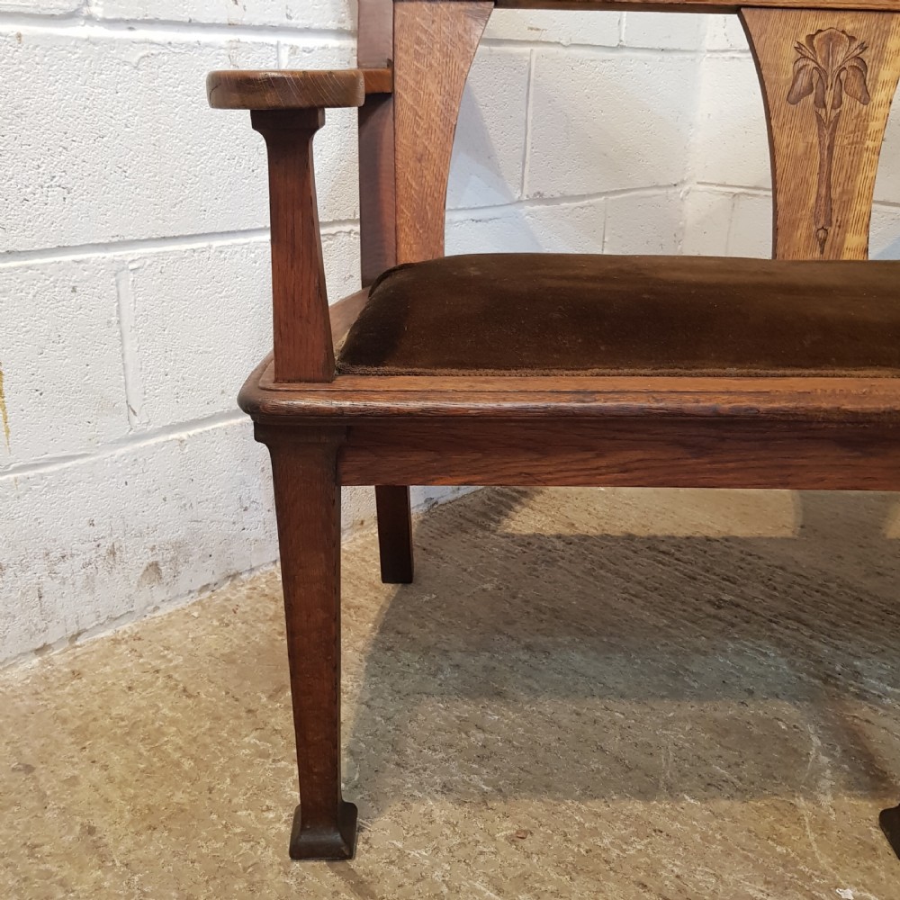ANTIQUE ARTS & CRAFTS OAK HALL WINDOW SEAT C1890 View XI