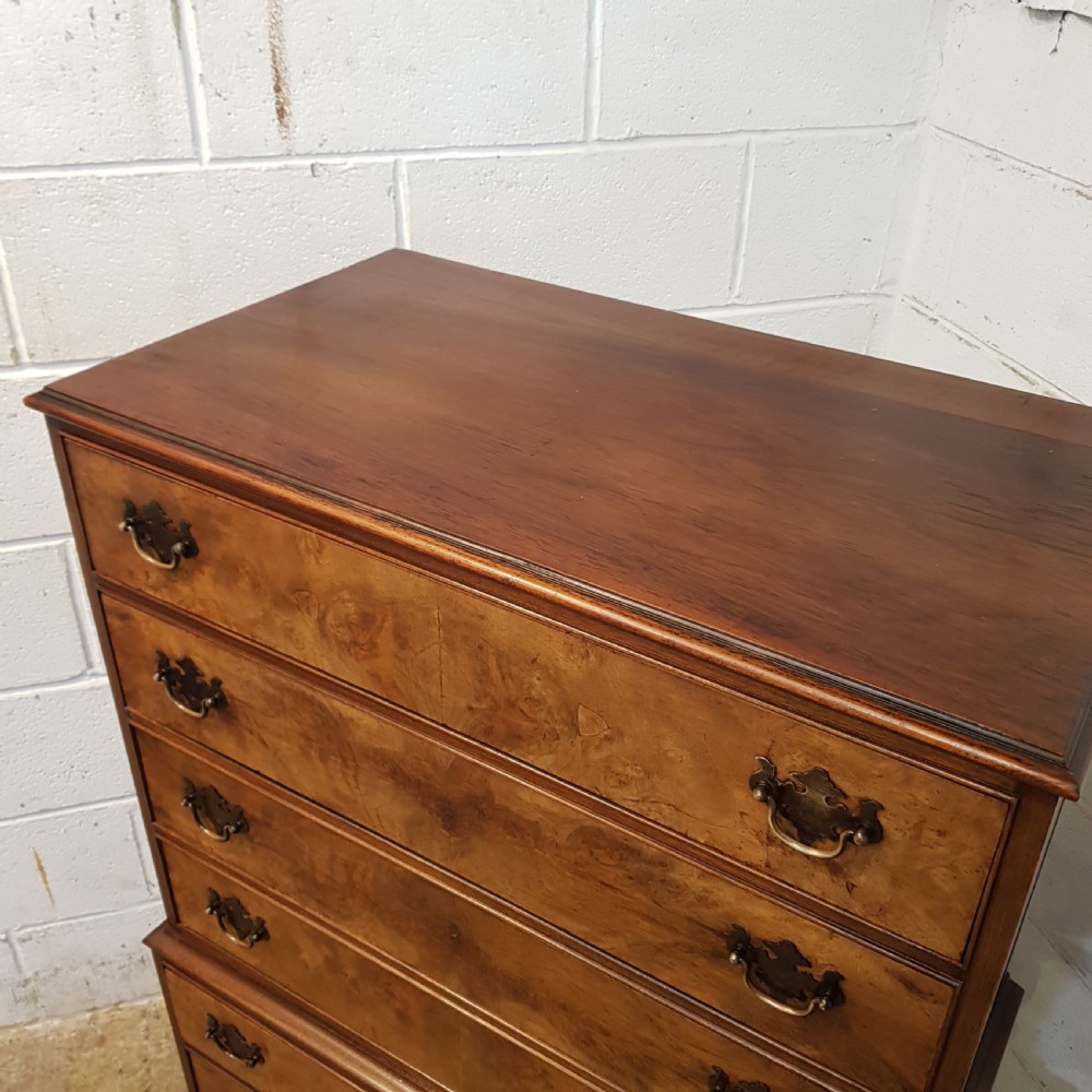 ANTIQUE BURR WALNUT CHEST ON CHEST OF DRAWERS C1920 View III
