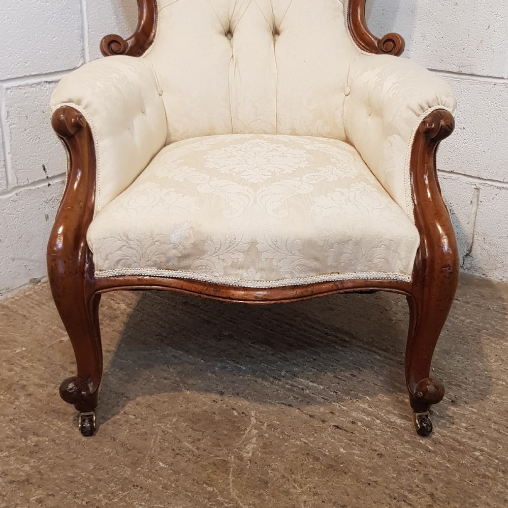 ANTIQUE VICTORIAN MAHOGANY SHOW FRAME SPOON BCK ARMCHAIR C1880 View VII