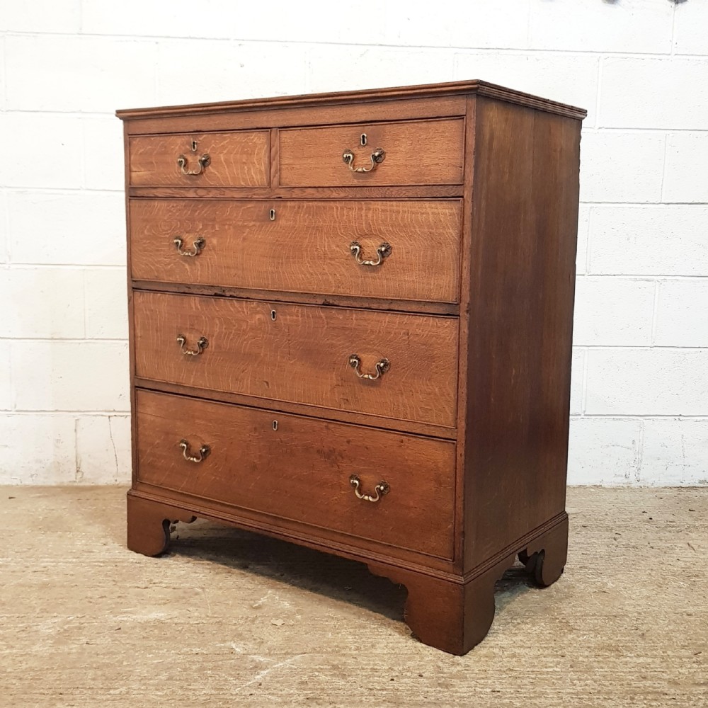 ANTIQUE 18TH CENTURY PERIOD COUNTRY OAK CHEST OF DRAWERS C1780 View IV