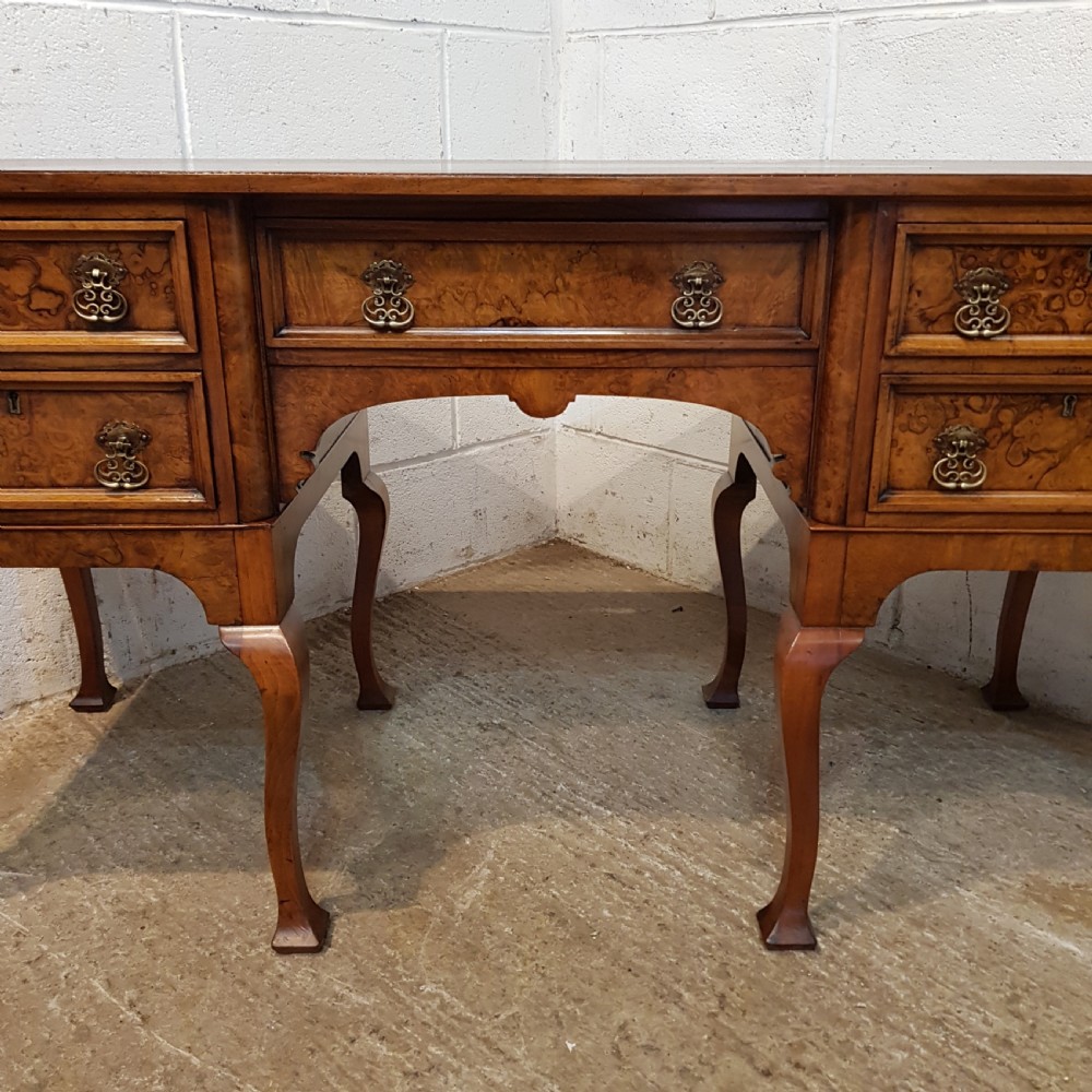 ANTIQUE EDWARDIAN BURR WALNUT PEDESTAL DESK C1900 View VII