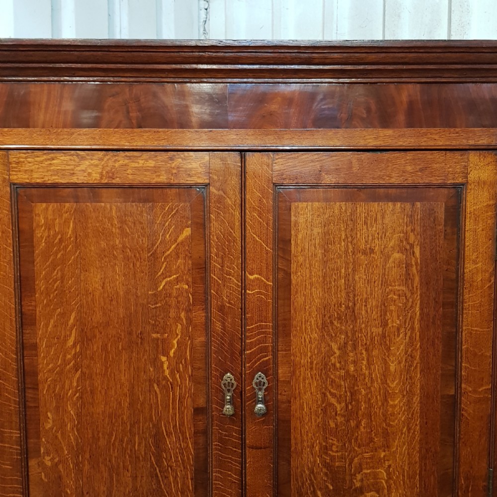 ANTIQUE GEORGIAN OAK & MAHOGANY CUPBOARD ON CHEST OF DRAWERS C1780 View VI