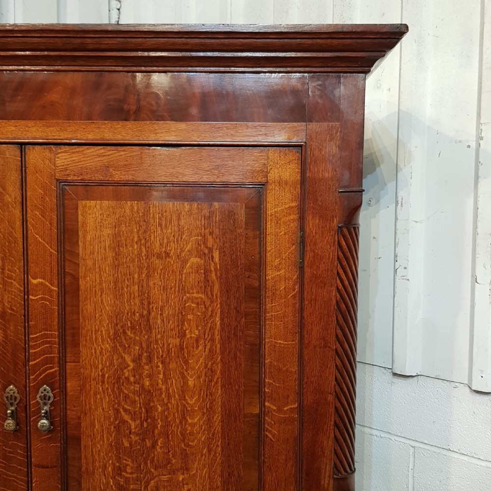 ANTIQUE GEORGIAN OAK & MAHOGANY CUPBOARD ON CHEST OF DRAWERS C1780 View VII
