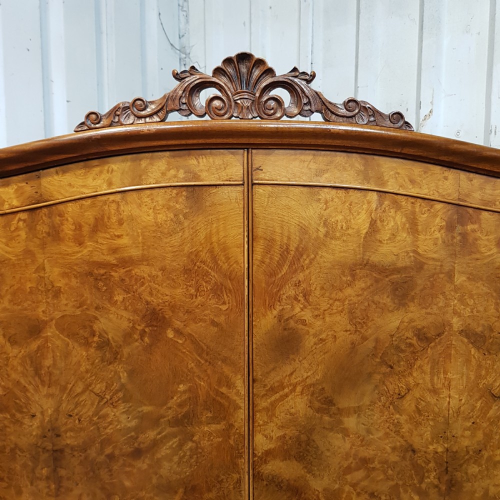 ANTIQUE PAIR BURR WALNUT DOUBLE WARDROBES C1920 View IV