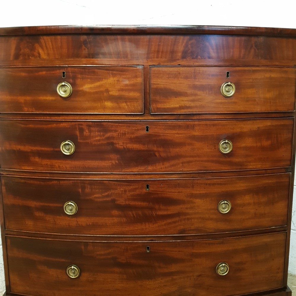 ANTIQUE REGENCY MAHOGANY BOW FRONT CHEST OF DRAWERS C1820 View IV